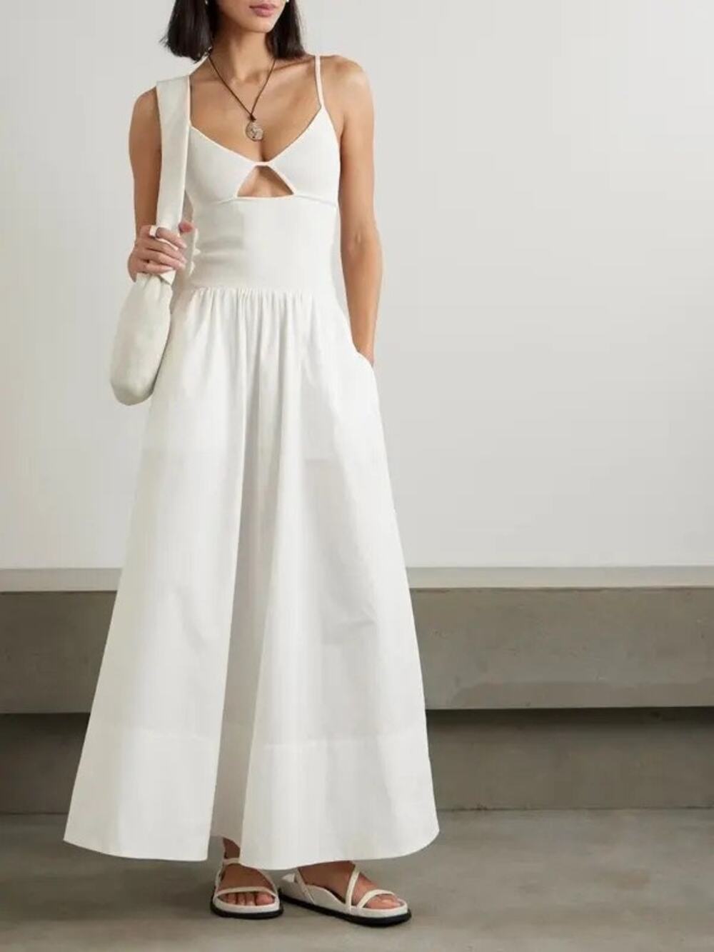 ST. AGNI Knit Cami Maxi Dress With Cut-Out Small White